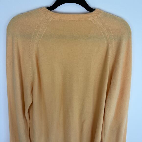 Vintage Christian Dior Mens V-Neck Yellow Knit Acrylic Long Sleeve Sweater XL - Picture 6 of 10